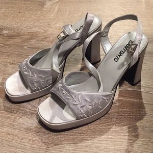 Silver chunk heels